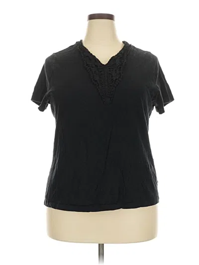 Pre-owned Faded Glory Short Sleeve Top Black V-neck Tops