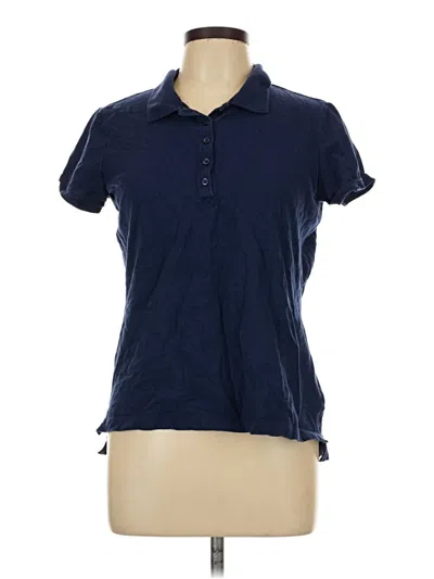 Pre-owned Faded Glory Short Sleeve Top Blue Collared Neckline Tops