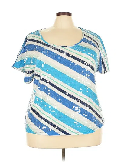 Pre-owned Faded Glory Short Sleeve Top Blue Scoop Neck Tops