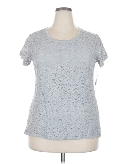 Pre-owned Faded Glory Short Sleeve Top Gray Keyhole Neckline Tops