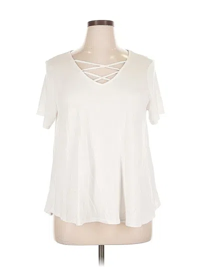 Pre-owned Faded Glory Short Sleeve Top Ivory Keyhole Neckline Tops