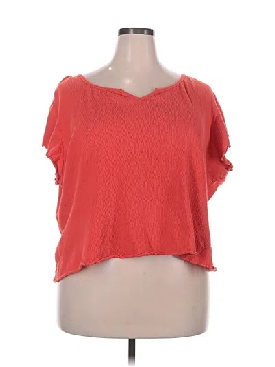 Pre-owned Faded Glory Short Sleeve Top Orange Scoop Neck Tops
