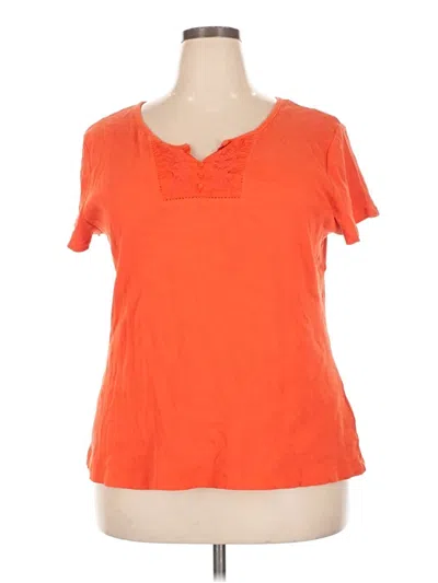 Pre-owned Faded Glory Short Sleeve Top Orange Scoop Neck Tops