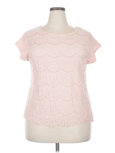 Pre-owned Faded Glory Short Sleeve Top Pink Sweetheart Neckline Tops