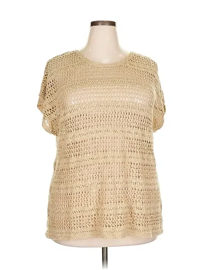 Pre-owned Faded Glory Short Sleeve Top Tan Boatneck Tops In Brown