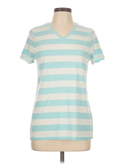 Pre-owned Faded Glory Short Sleeve Top Teal V Neck Tops In Blue