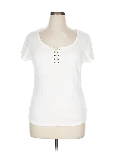 Pre-owned Faded Glory Short Sleeve Top White Scoop Neck Tops