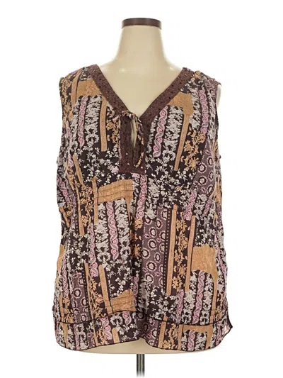 Pre-owned Faded Glory Sleeveless Blouse In Brown