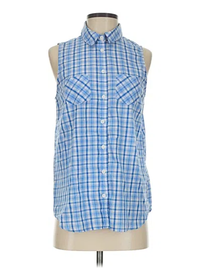 Pre-owned Faded Glory Sleeveless Button Down Shirt In Blue