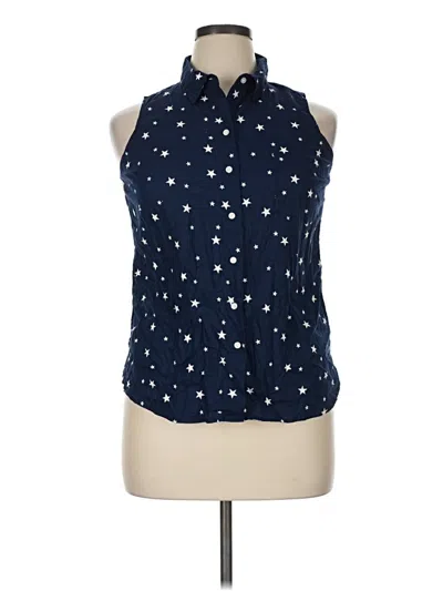 Pre-owned Faded Glory Sleeveless Button Down Shirt In Blue