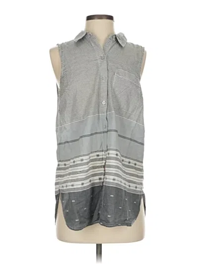Pre-owned Faded Glory Sleeveless Button Down Shirt In Gray