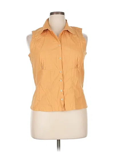 Pre-owned Faded Glory Sleeveless Button Down Shirt In Orange