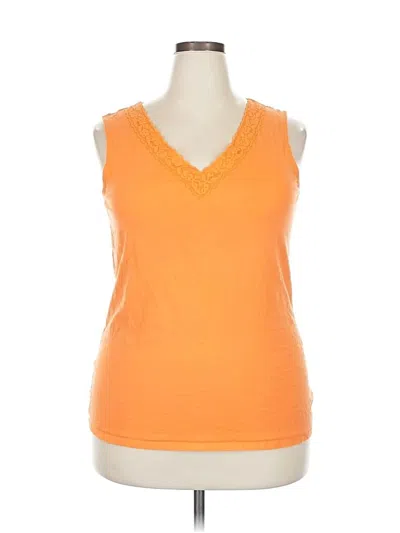 Pre-owned Faded Glory Sleeveless Top Orange V Neck Tops
