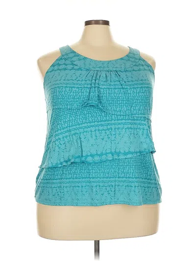 Pre-owned Faded Glory Sleeveless Top Teal Halter Neckline Tops In Blue