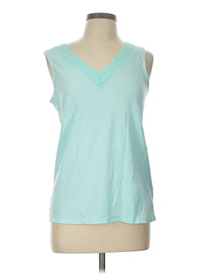 Pre-owned Faded Glory Sleeveless Top Teal V Neck Tops In Blue