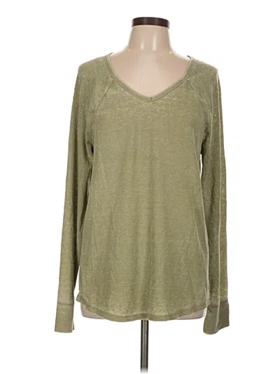 Pre-owned Faded Glory Thermal Top Green V-neck Tops
