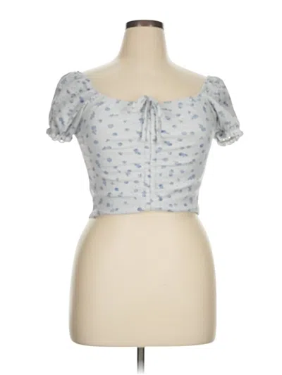 Pre-owned Faded Rose Short Sleeve Top Blue Sweetheart Neckline Tops