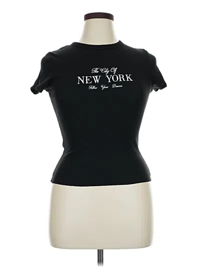 Pre-owned Faded Rose Short Sleeve Turtleneck In Black