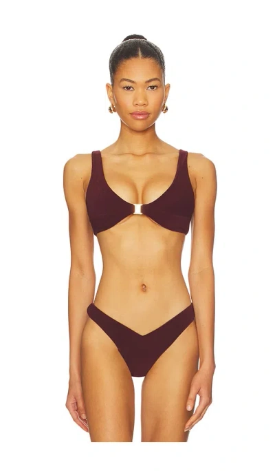 Fae Kendall Triangle Bikini Top In Brown