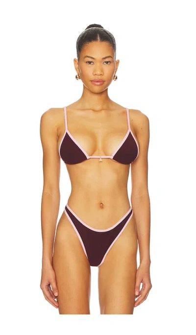 Fae Lumi Triangle Bikini Top In Brown