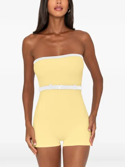 Fae Swim Stevie Belted Playsuit In Yellow