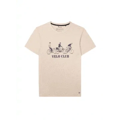 Faguo Arcy Cotton T-shirt 'velo Club' In Beige From In Neturals
