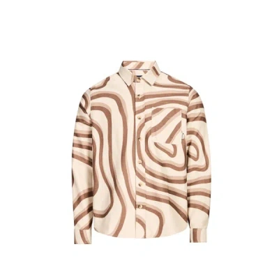 Faguo Chemise Épaisse À Motifs En Coton In Neutral