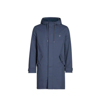 Faguo Imperméable Droit Col Montant En Coton Mélngé In Blue