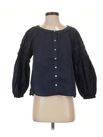 Pre-owned Faherty 3/4 Sleeve Blouse In Black