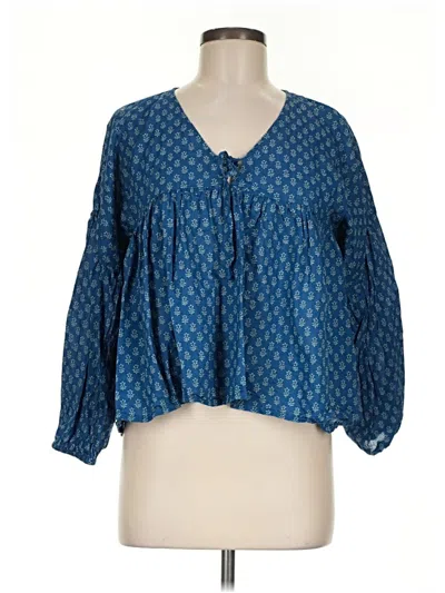 Pre-owned Faherty 3/4 Sleeve Blouse In Blue