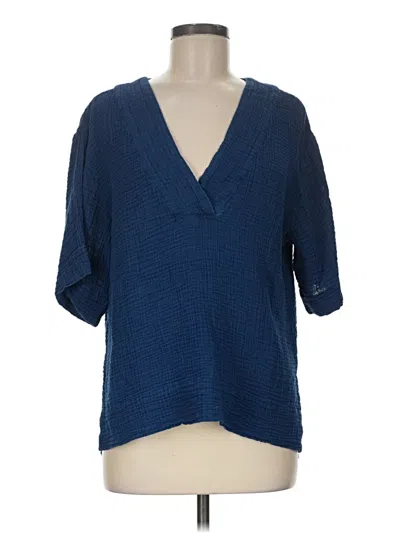 Pre-owned Faherty 3/4 Sleeve Blouse In Blue