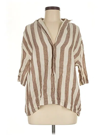Pre-owned Faherty 3/4 Sleeve Blouse In Brown