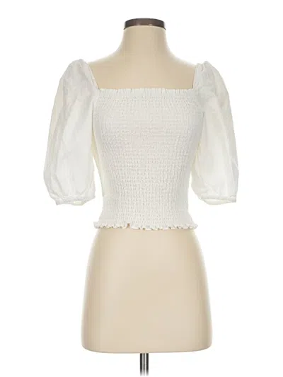Pre-owned Faherty 3/4 Sleeve Blouse In Ivory