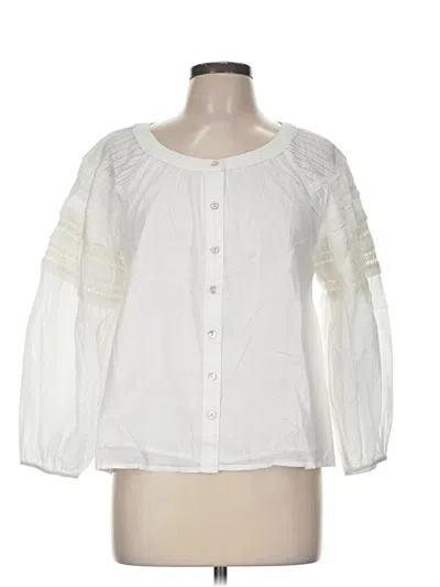 Pre-owned Faherty 3/4 Sleeve Blouse In Ivory