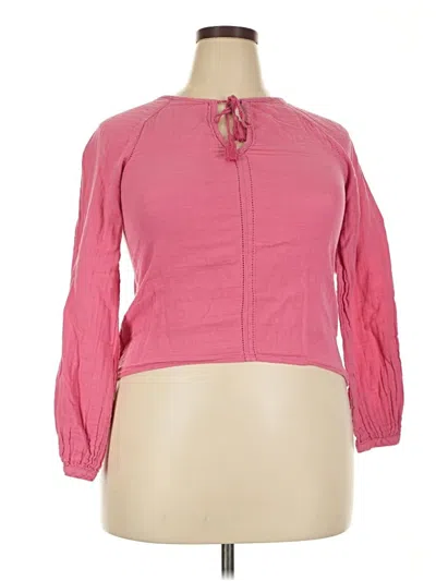 Pre-owned Faherty 3/4 Sleeve Blouse In Pink