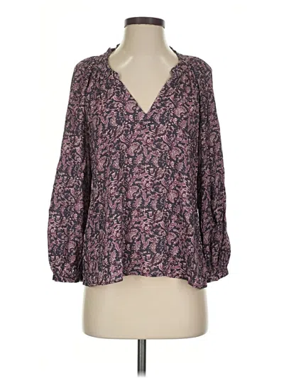 Pre-owned Faherty 3/4 Sleeve Blouse In Purple