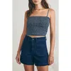 Faherty Alisee Smocked Top In Navy Riverton Ditsy