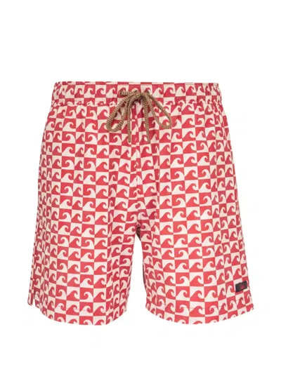 Faherty All Day Swim Trunks 6 Clay Wave Block In Red