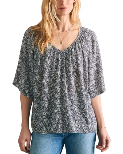 Faherty Amira Top In Navy Ditsy Floral