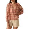 Faherty Annalise Plaid Organic Cotton Popover Top