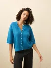 Faherty Apres Alpaca Cardigan In Blue