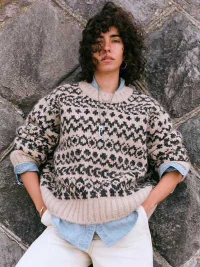 Faherty Apres Alpaca Midnight Bay Crew Sweater In Neutral