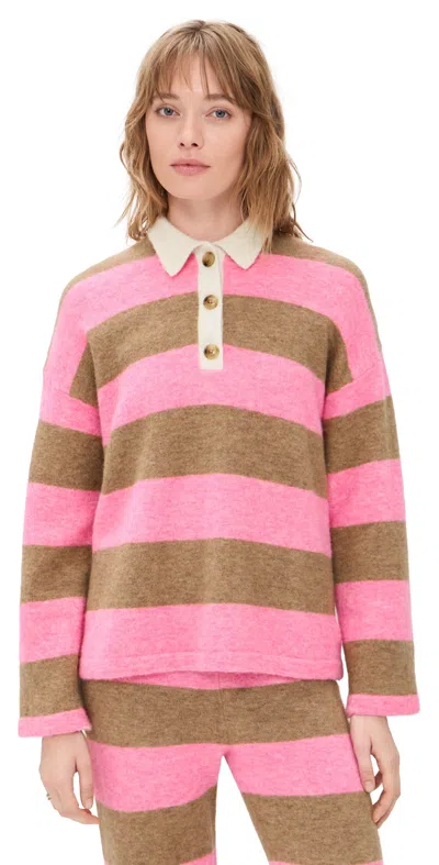 Faherty Apres Alpaca Wool Blend Polo Pink Spritz