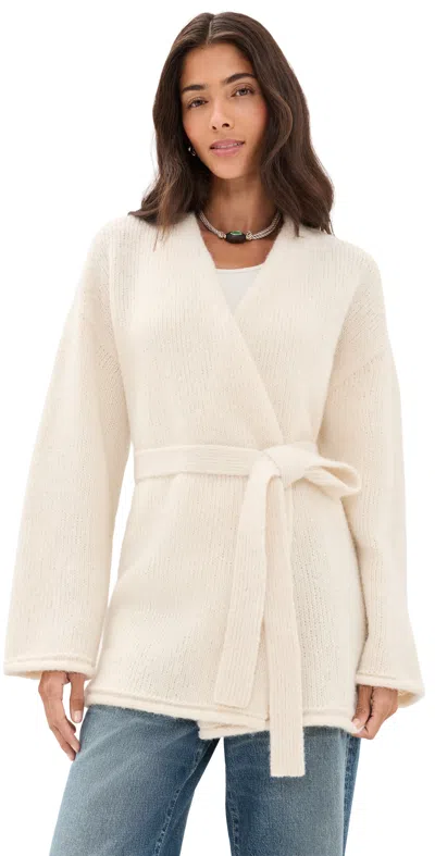 Faherty Apres Alpaca Wrap Cardigan Cream In White
