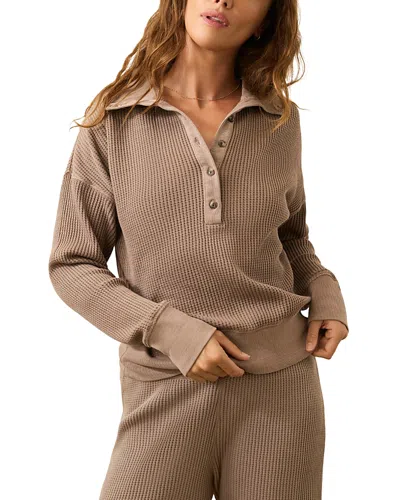 Faherty Apres Henley Waffle Top In Neutral