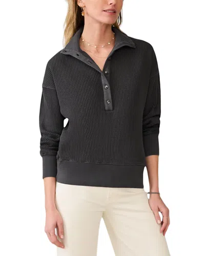 Faherty Apres Henley Waffle Top In Black