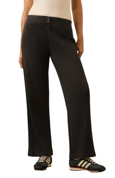 Faherty Après Organic Cotton Waffle Pants In Black