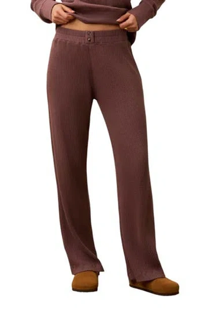 Faherty Après Organic Cotton Waffle Pants In Burgundy