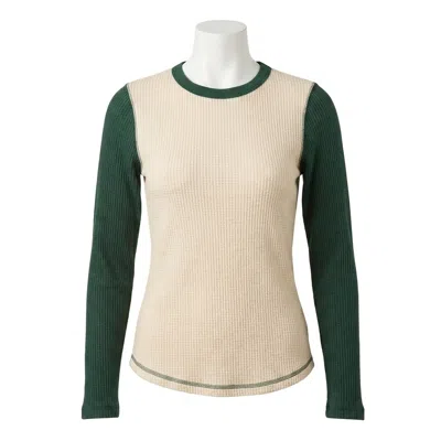 Faherty Apres Waffle Layering Crew Top In Seamoss Varsity In Multi