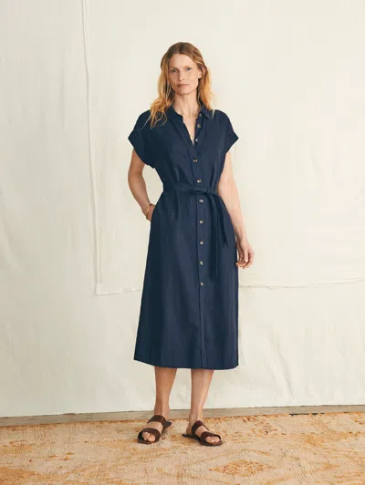 Faherty Arlie Shirtdress In Navy Blazer